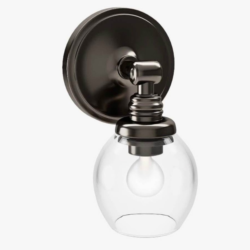 Pottery Barn Glass Globe Petite Straight Arm Sconce (8")